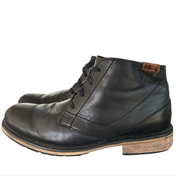 Harley Davidson Men's Round Toe Black Soft Leather Ankle Motorcycle Boots Size 9 - Picture 2 of 12